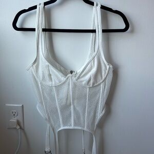 Edikted White Mesh Crop-top